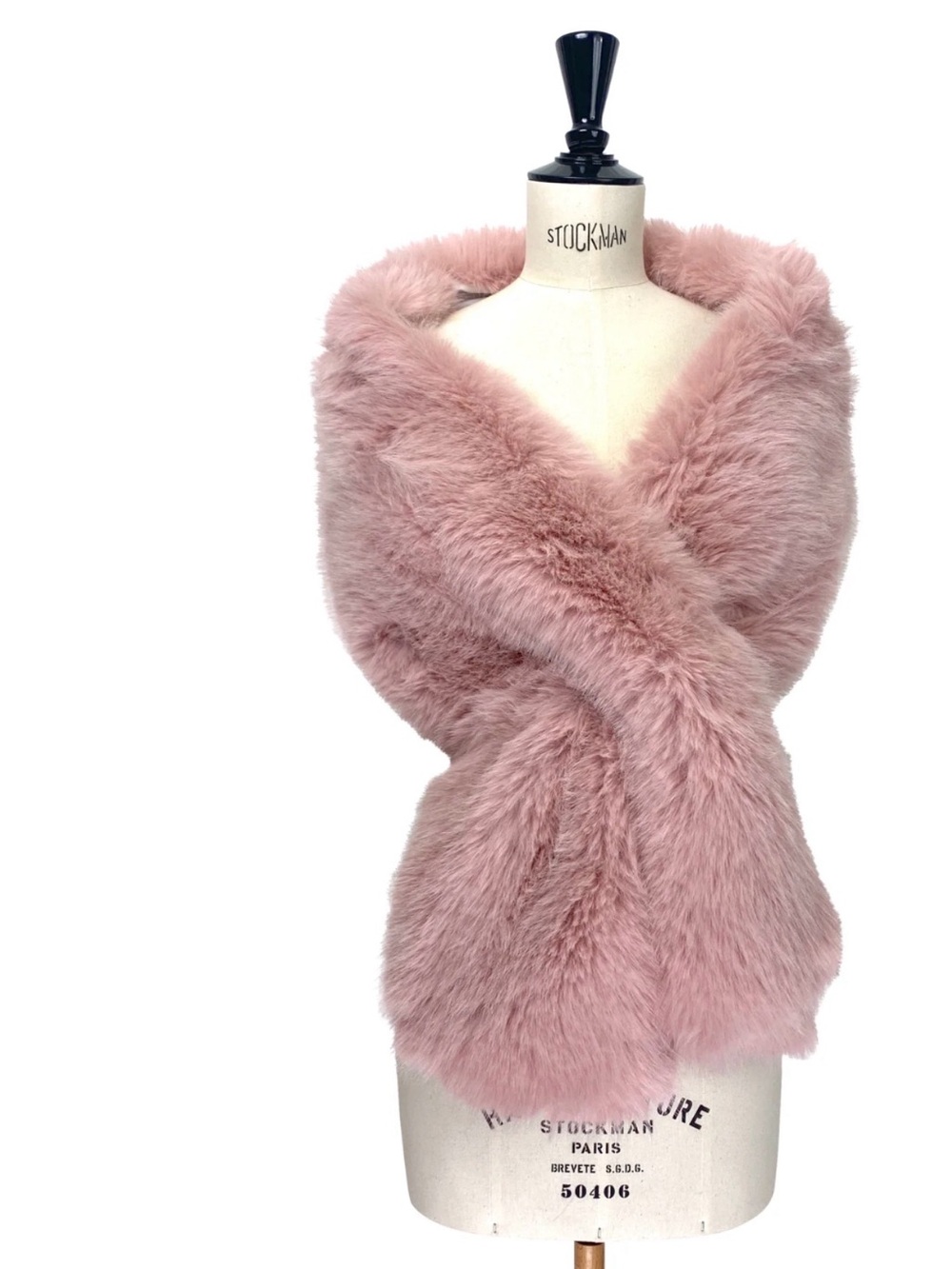 Lux Faux Fur Wrap Scarf - Dusty Pink